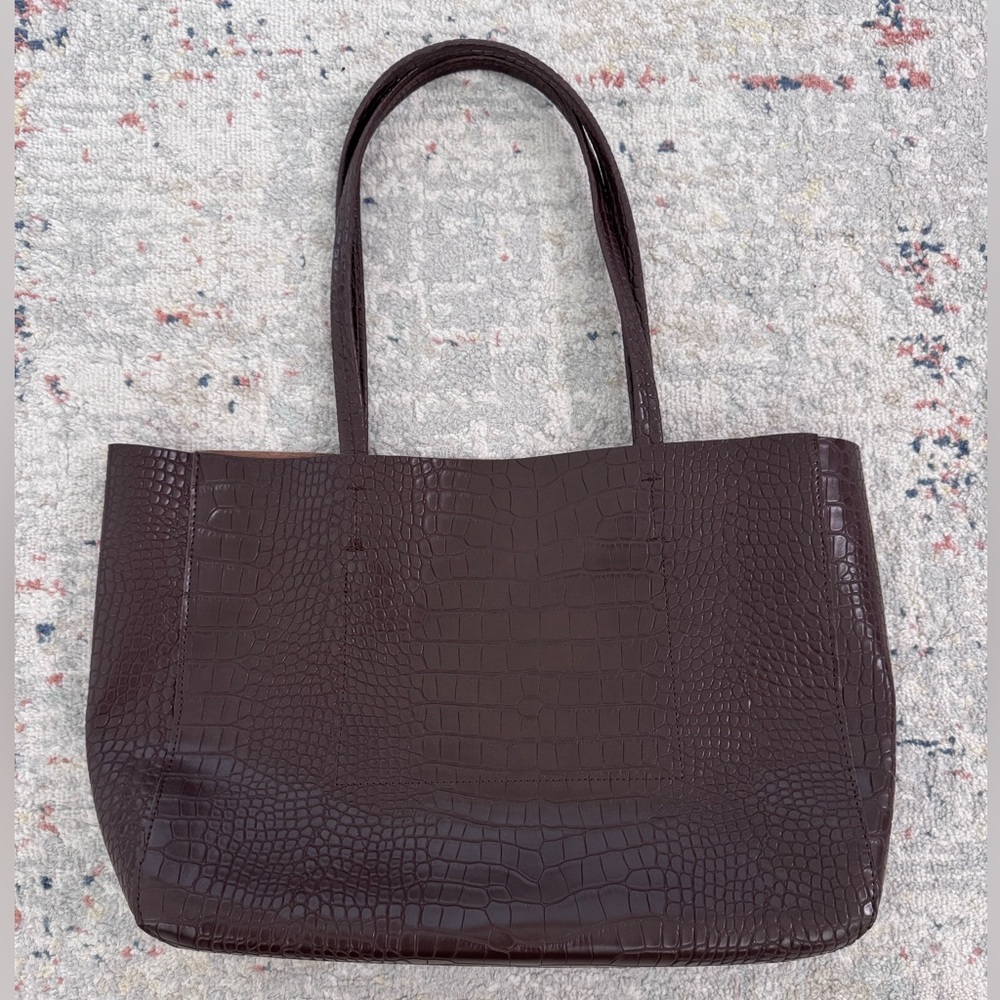 Brown crocodile print tote